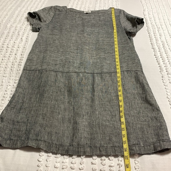 Garnet Hill Women’s 100% Linen Charcoal/White Mini Dress Size 12 Minimalist - Picture 10 of 11